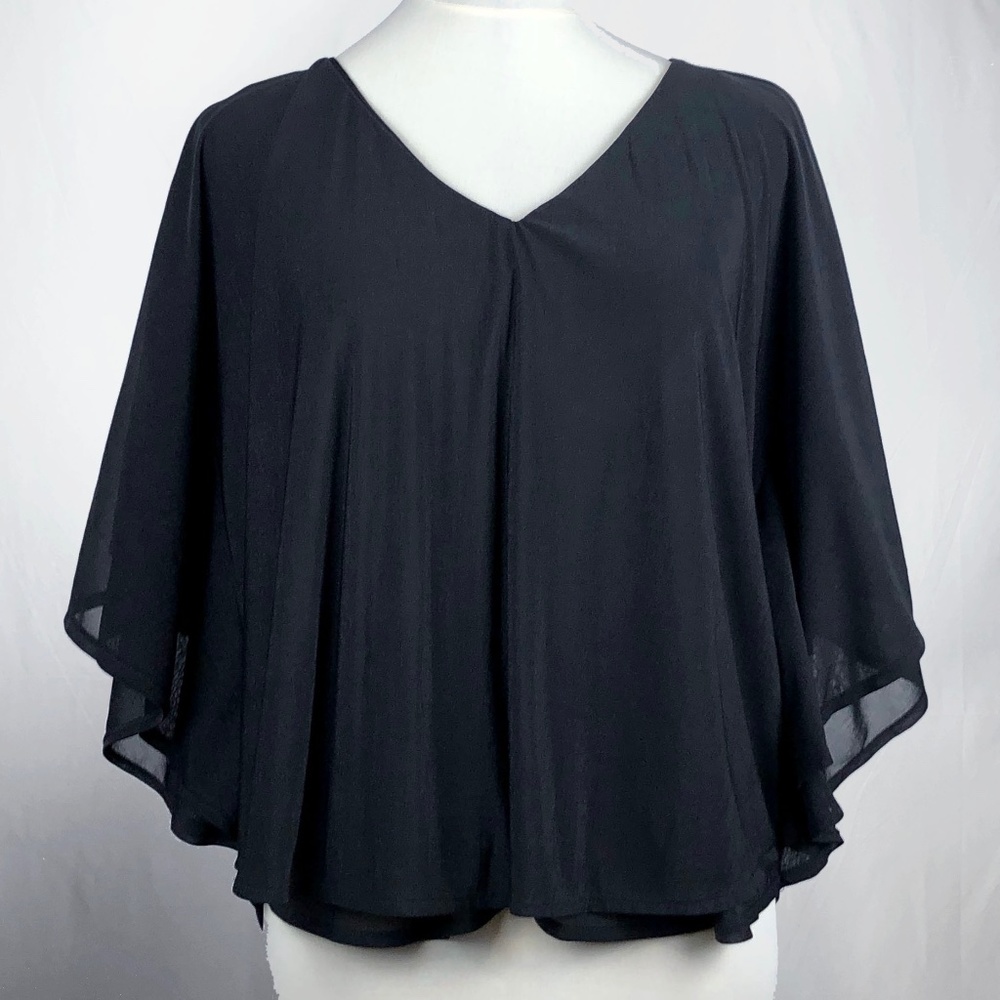 Jennifer Lopez Dolman Sleeve Black Blouse Sz L